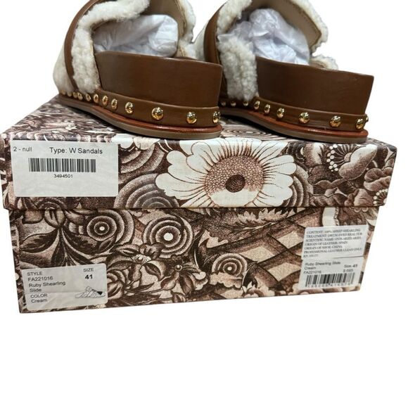 Revolve Ulla Johnson Ruby Shearling Leather Tassel Slide Mules in Cream Brown - Picture 8 of 10